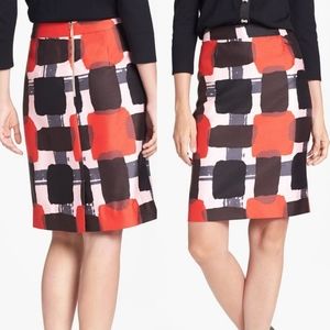 Kate Spade Jordan Checkered Silk Pencil Skirt